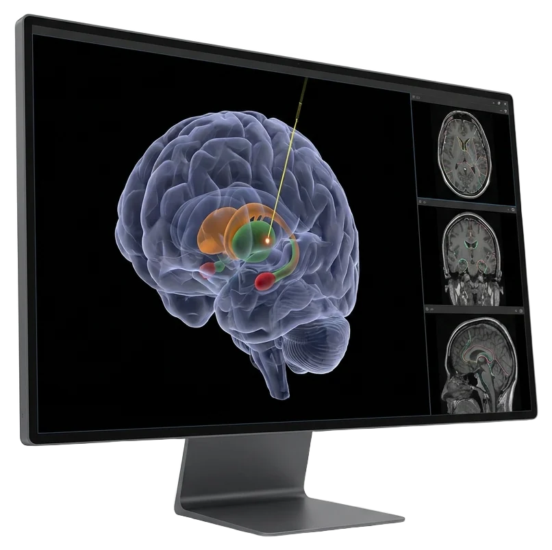 Capla Cognis deep brain stimulation planning on the workstation display
